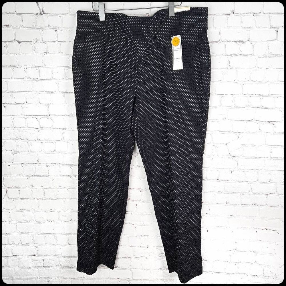 CHARTER CLUB Pant Shop Womans Cambridge Slim Leg Black White Polka Dot Pants 20W